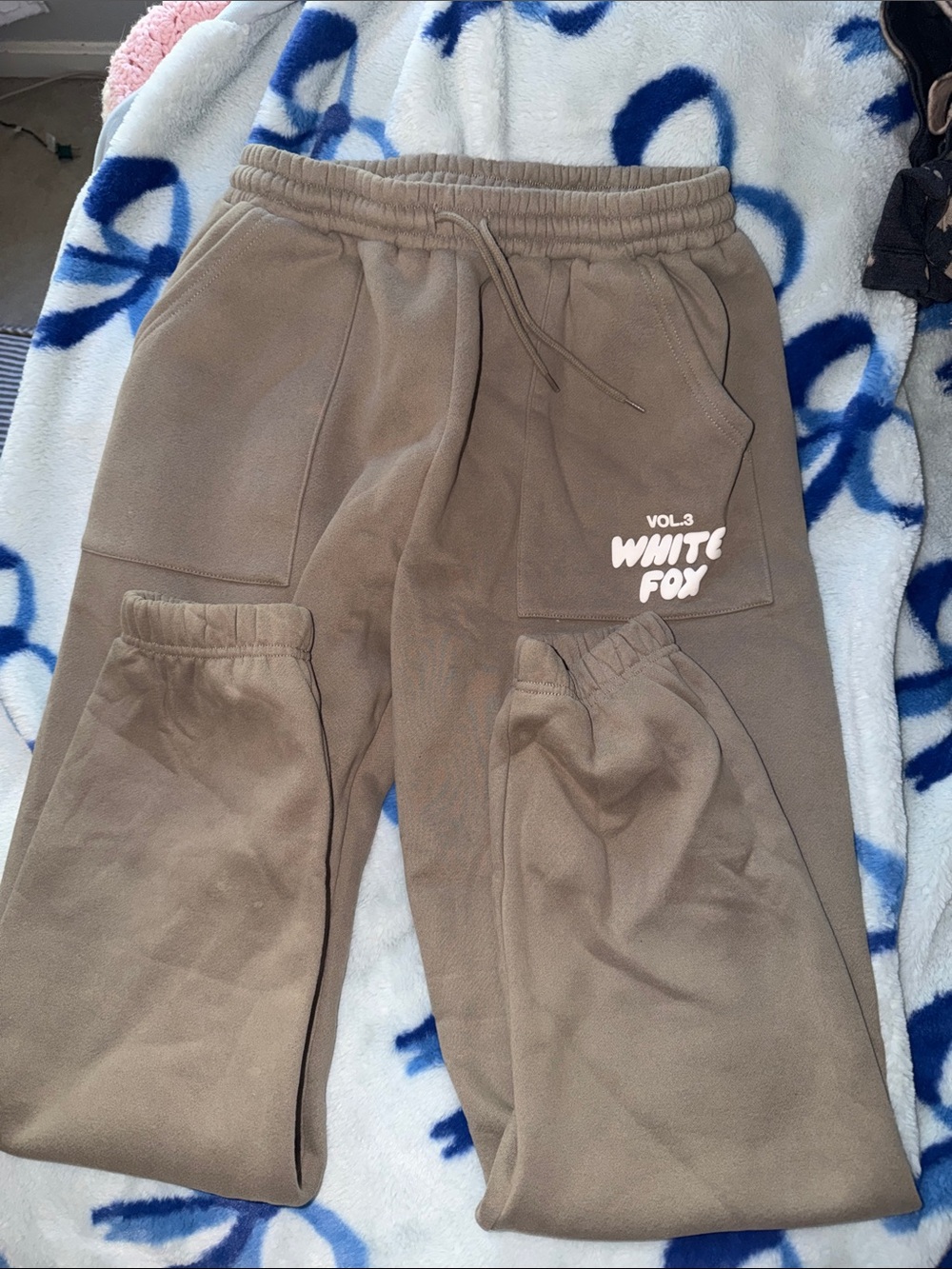 White Fox Boutique Brown Track Joggers with Logo